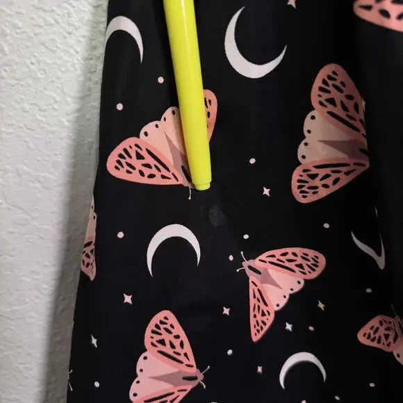 Eva Rose Dress Womens Medium Moth Celestial Fit Flare Sweetheart Y2K Rockabilly - Picture 7 of 11